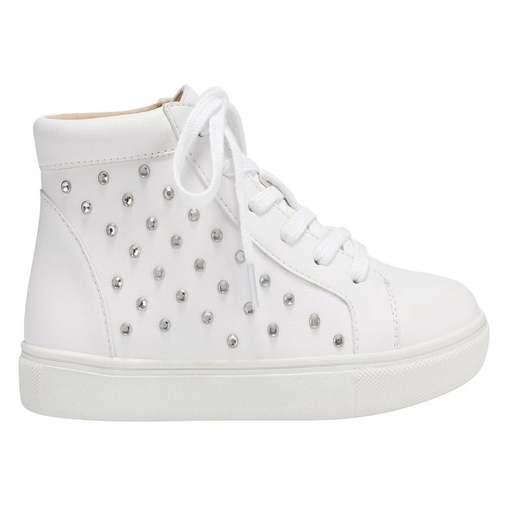 high-top sneaker with rhinestone studs.